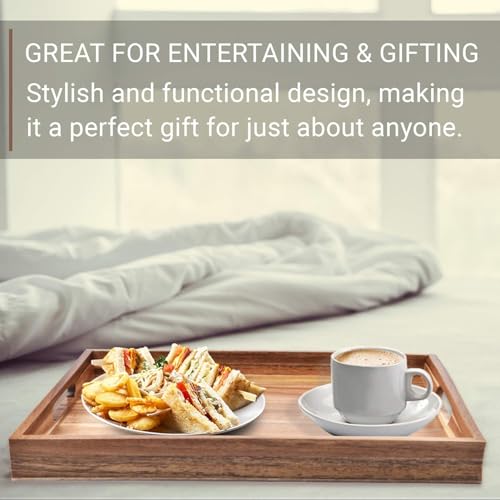 Acacia Wood Serving Tray with Handles