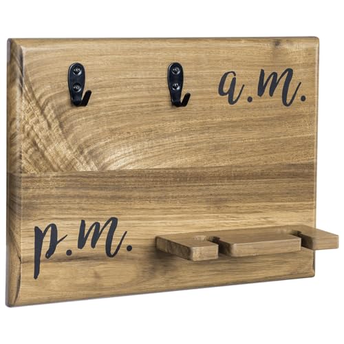 Premium Solid Acacia Wood Wall Mounted Mug and Wine Glass Holder Rack