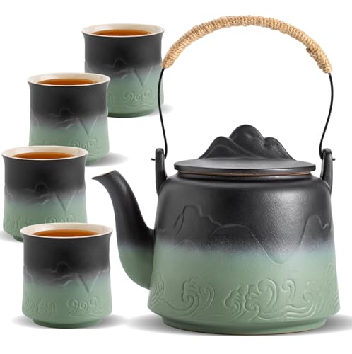 Japanese Teapot Set with 4 Cups