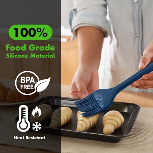 2 pieces Set Basting Brushes Silicone Heat Resistant Pastry Brushes Spread Oil Butter Sauce Marinades for BBQ Grill Barbecue Baking Kitchen Cooking BPA Free Dishwasher Safe