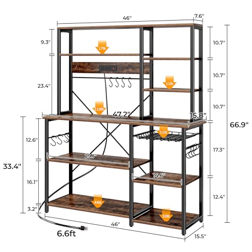 Large Bakers Rack with Power Outlets