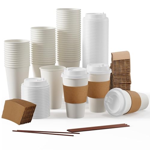 100 Pack] 16 oz Paper Coffee Cups (100 Count)