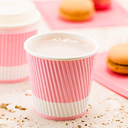Ripple Wall Coffee Cups 25 Count 4 Ounce Insulated Light Pink Paper Cups