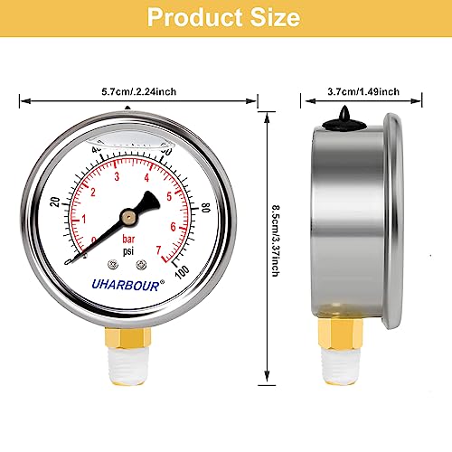 Glycerin Pressure Gauge 100psi