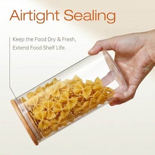 Large Glass Storage Containers with Bamboo Lids for Flour & Sugar (4 Count)