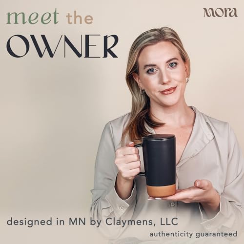 Mora Ceramics Large Tea Mug with Loose Leaf Infuser and Ceramic Lid