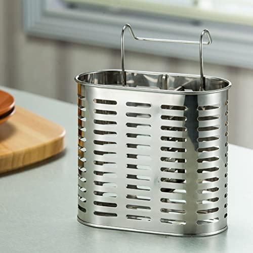 Stainless Steel Hanging 2 Compartments Mesh Utensil Drying Rack