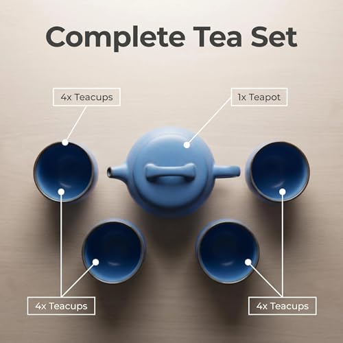 Brand Handcrafted Blue Ceramic Tea Set