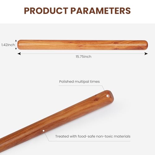 Natural High Density Solid Bubinga Wood French Rolling Pin
