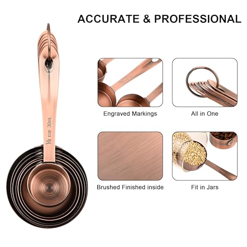 Copper Plated Measuring Cups and Spoons Set