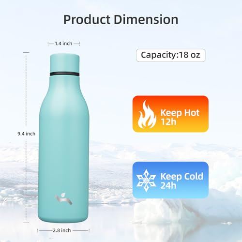 18 oz Insulated Stainless Steel Metal Water Bottle with Strap