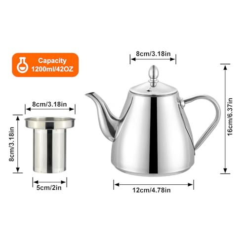 Stainless Steel Teapot with Infuser 1200ml