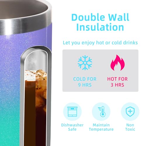 14oz Insulated Stainless Steel Coffee Mug with Lid Bulk 2 Pack (2 Count)