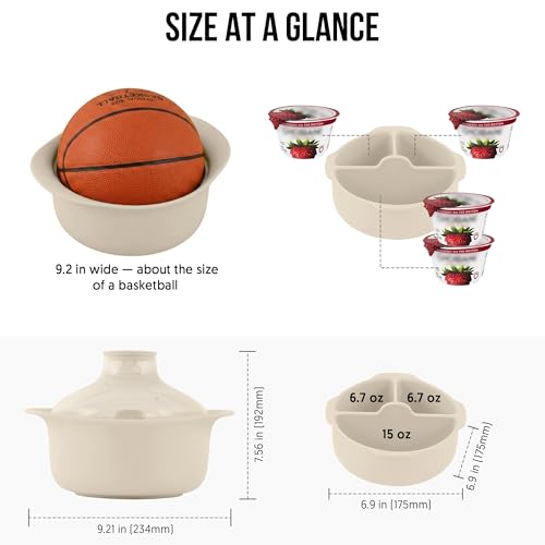 48oz Platinum Silicone 3 Compartmented Microwave Steamer Pot with Handle & Lid