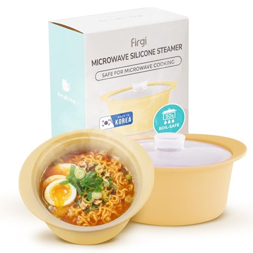 27oz Platinum Silicone Microwave Steamer Pot with Handle & Lid