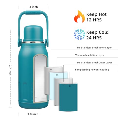 Stainless Steel Insulated Bottle with Handle & Strap