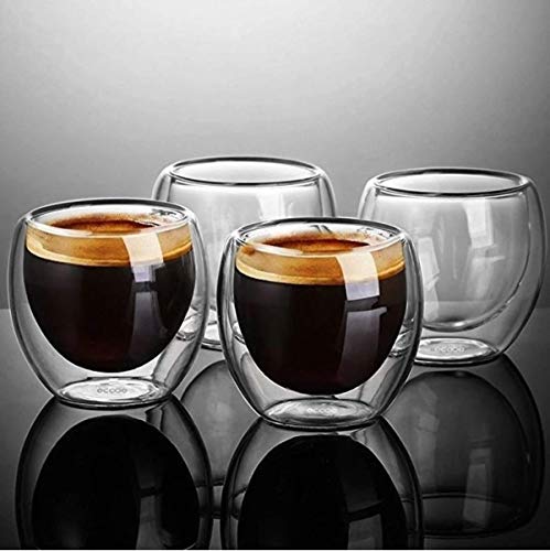 2.7 oz Double Wall Glass Espresso Cups Set of 4 (4 Count)