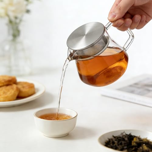 Small Glass Teapot with Stainless Steel Filter Lid