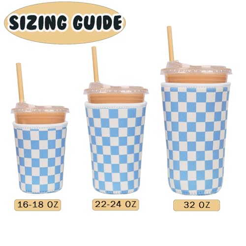 Reusable Insulated Neoprene Iced Coffee Cup Sleeve (3 Count)