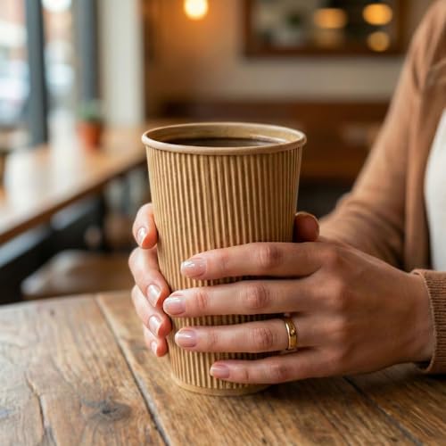 Coffee Cups 500 Pack of 16 oz Ripple Wall Insulated Coffee Cups Non (500 Count)
