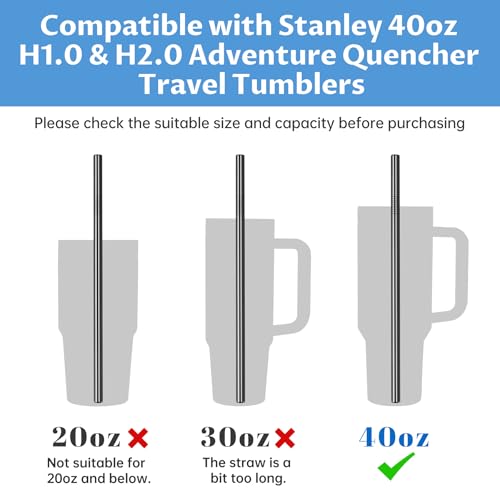8PCS Stainless Steel Straws Fit for 40oz Stanley Tumblers (8 Count)