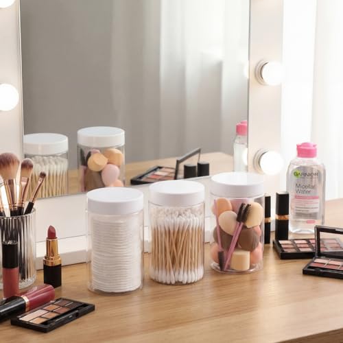 4 Pcs Plastic Jars Wide Mouth with Lids