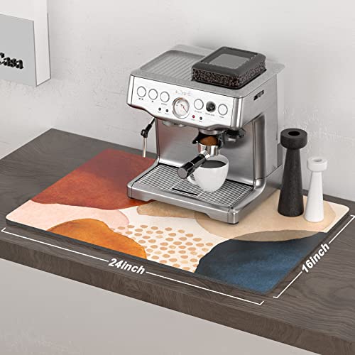 Coffee Mat 16" x 24" Cute Boho Theme Coffee Bar Mats for Espresso Machine Station Accessories and Organizer