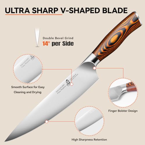 Chef Knife 8 inch Sharp Kitchen Knife with Pakkawood Handle