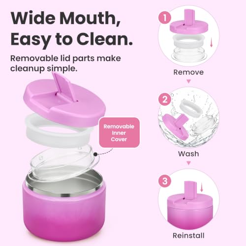 12oz Insulated Vacuum Food Jar with Buckle Lid Wide Mouth Soup Thermo for Hot Food Kids Leakproof Stainless Steel Lunch Container