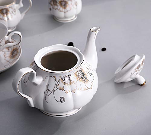 Tea Set 22 Piece Porcelain Ceramic Coffee (22 Count)