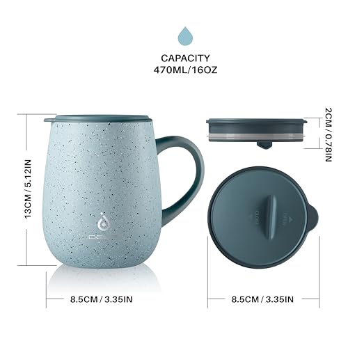 16 oz Insulated Coffee Mug with Lid and Handle