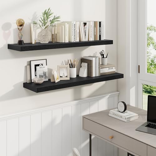 40 Inch Black Floating Shelves (2 Count)