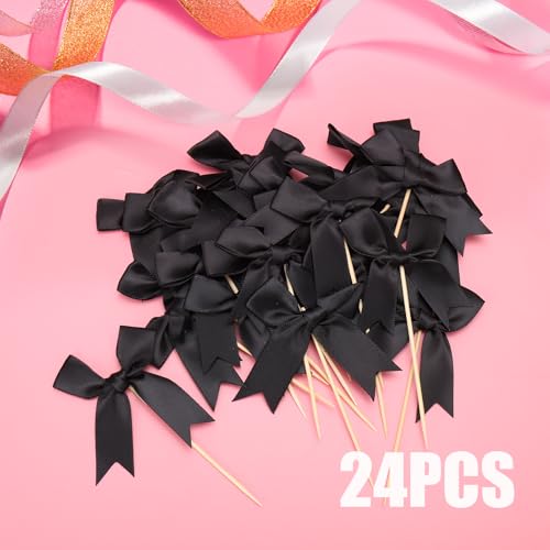 24Pcs Bow Cupcake Toppers (24 Count)
