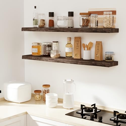 Wood Floating Shelves Live Edge 72” Set of 1