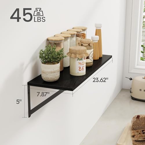 Black Deep Floating Shelves for Wall (2 Count)