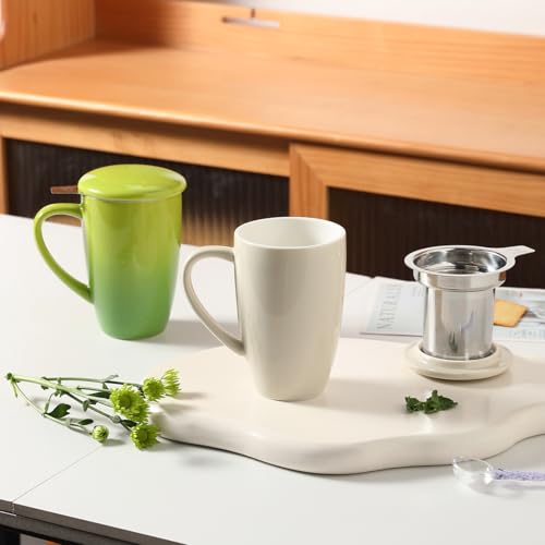 Sweejar Porcelain Tea Mug with Infuser and Lid