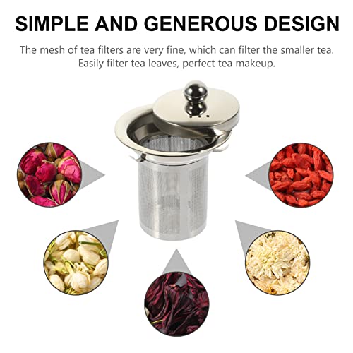 Stainless Steel Tea Strainer with Lid Large Loose Leaf Tea Infuser Replacement for Teapots Cups and Pitchers Easy to Clean Mesh Filter 4X3.3 Inch