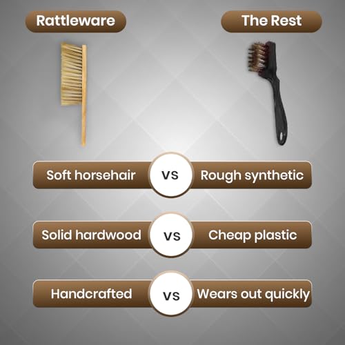 11 in Counter Brush Wood Handle Horsehair Bristle Cleaning Brush