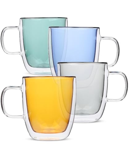 BTaT Double Walled Glass Coffee Mugs (4 Count)