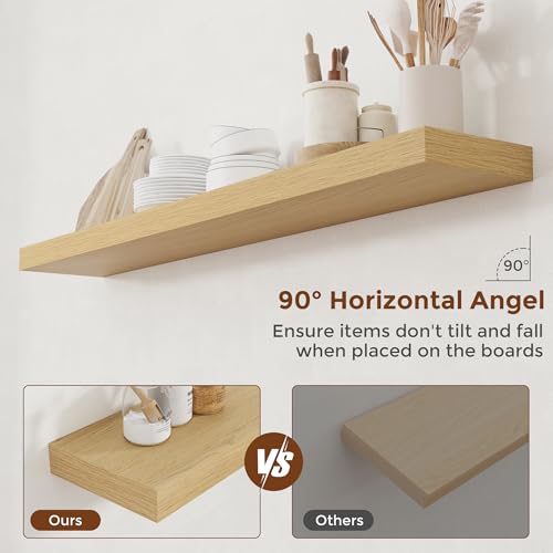 55 Inch Floating Shelves for Wall 8 Inch Deep Oak Shelves Set of 2 (2 Count)