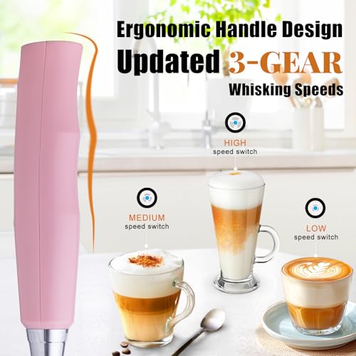 Pink Milk Frother Wand for Coffee
