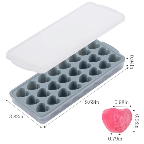 Heart Shaped Ice Cube Trays with Lid and Bins