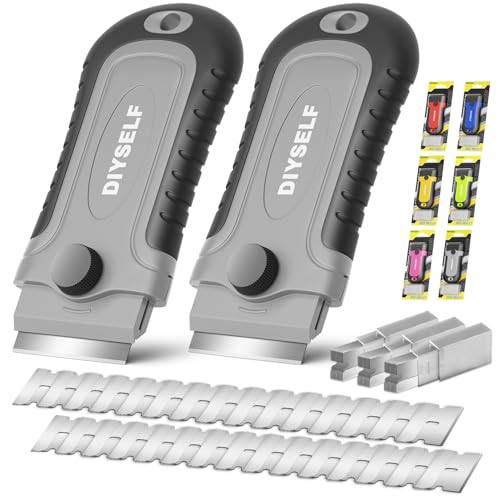 2 Pack Paint Scraper Tool with 30 Razor Blades (2 Count)