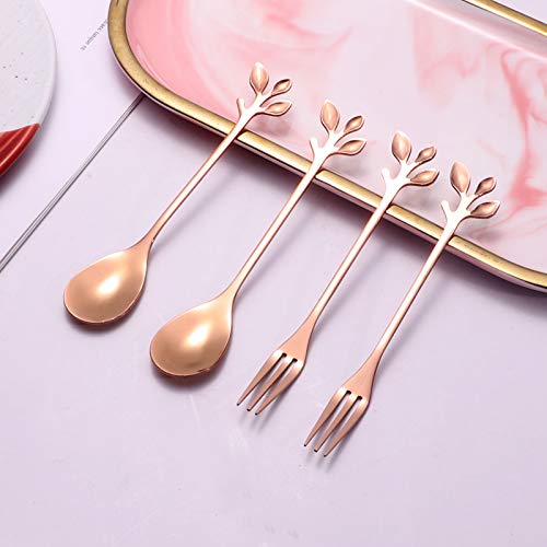 Elegant Rose Gold Leaf Coffee Spoons (10 Count)