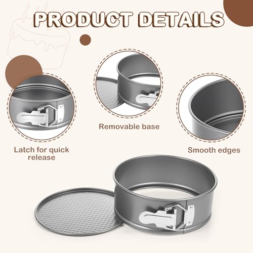 4 Pcs 7 Inch Non Stick Springform Pan with Removable Bottom Carbon Steel Round Springform Cheesecake Pan with Stainless Steel Spring Buckles for Baking Kitchens Restaurant (4 Count)