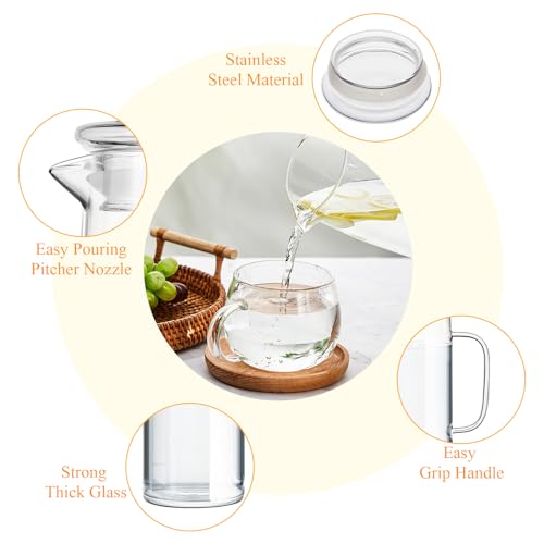 2 Sets Glass Pitcher with Lid