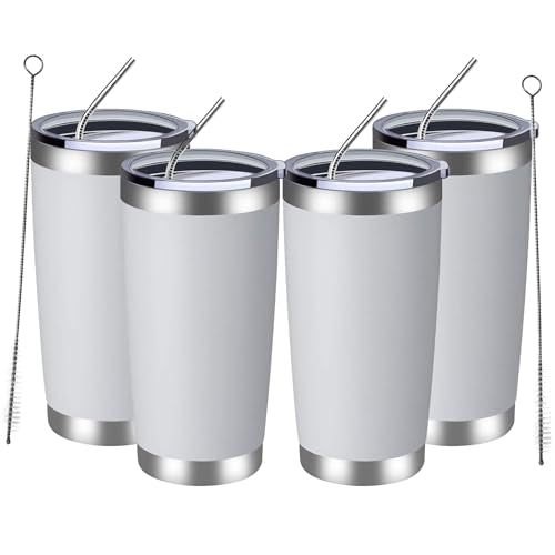 20oz Tumbler 4 Pack Double Wall Vacuum Insulated Travel Mug Bulk (4 Count)
