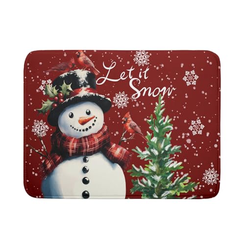 Winter Snowflake Red Dish Drying Mat for Kitchen Counter