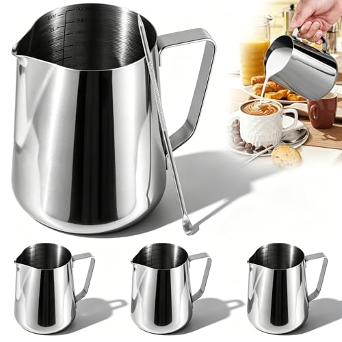 4 Pack Milk Frothing Pitcher 900ml 32oz Large Capacity Steaming Pitchers (4 Count)