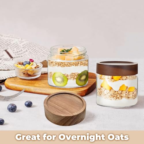 17 Fl oz 500 ml Glass Food Storage Jar with Airtight Screw on Wooden Lid